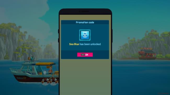 Claiming the Sea Blue reward from the operator in Dave the Diver.